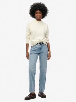 Superdry Mid Rise Straight Leg Jeans, Hibiscus, Hibiscus