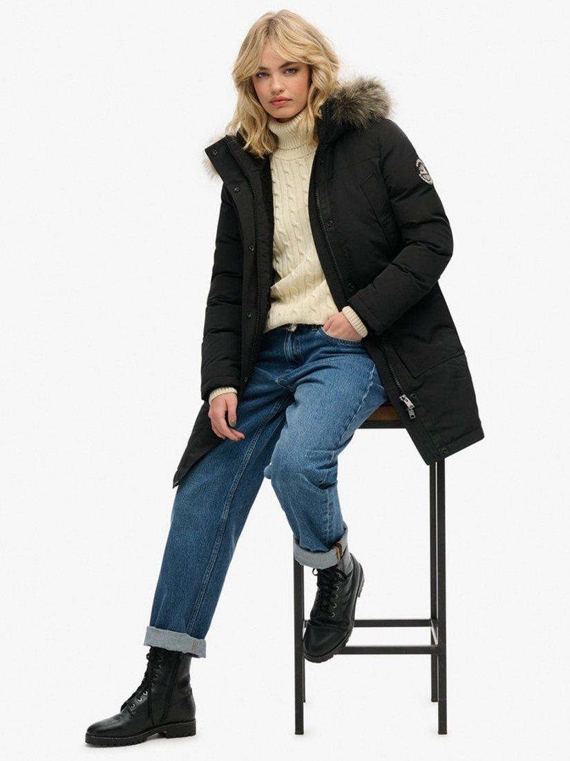Product image 4 of 6, which shows Superdry Everest Faux Fur Parka Jacket, Black, 10