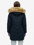 Superdry Everest Faux Fur Parka Jacket, Nordic Chrome Navy