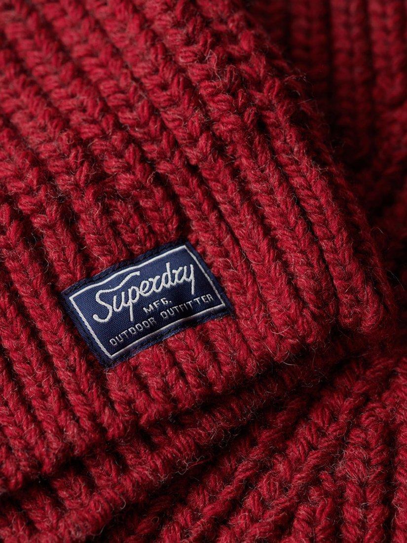 Product image 4 of 4, which shows Superdry Slouchy Stitch Roll Neck Wool Blend Jumper, Rouge Marl, 10