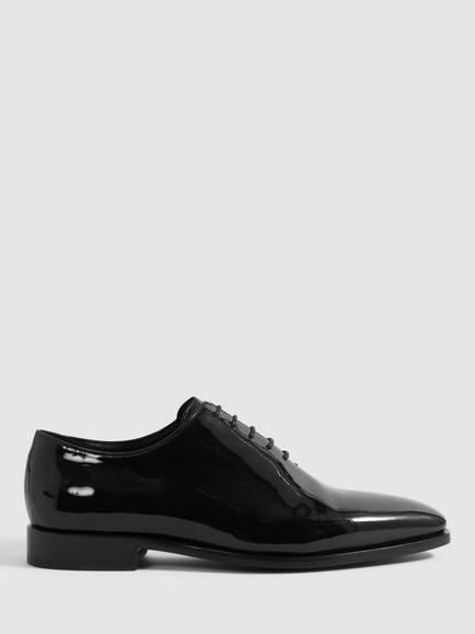 Reiss Mead Patent Leather Lace Up Formal Shoes, Black, Black