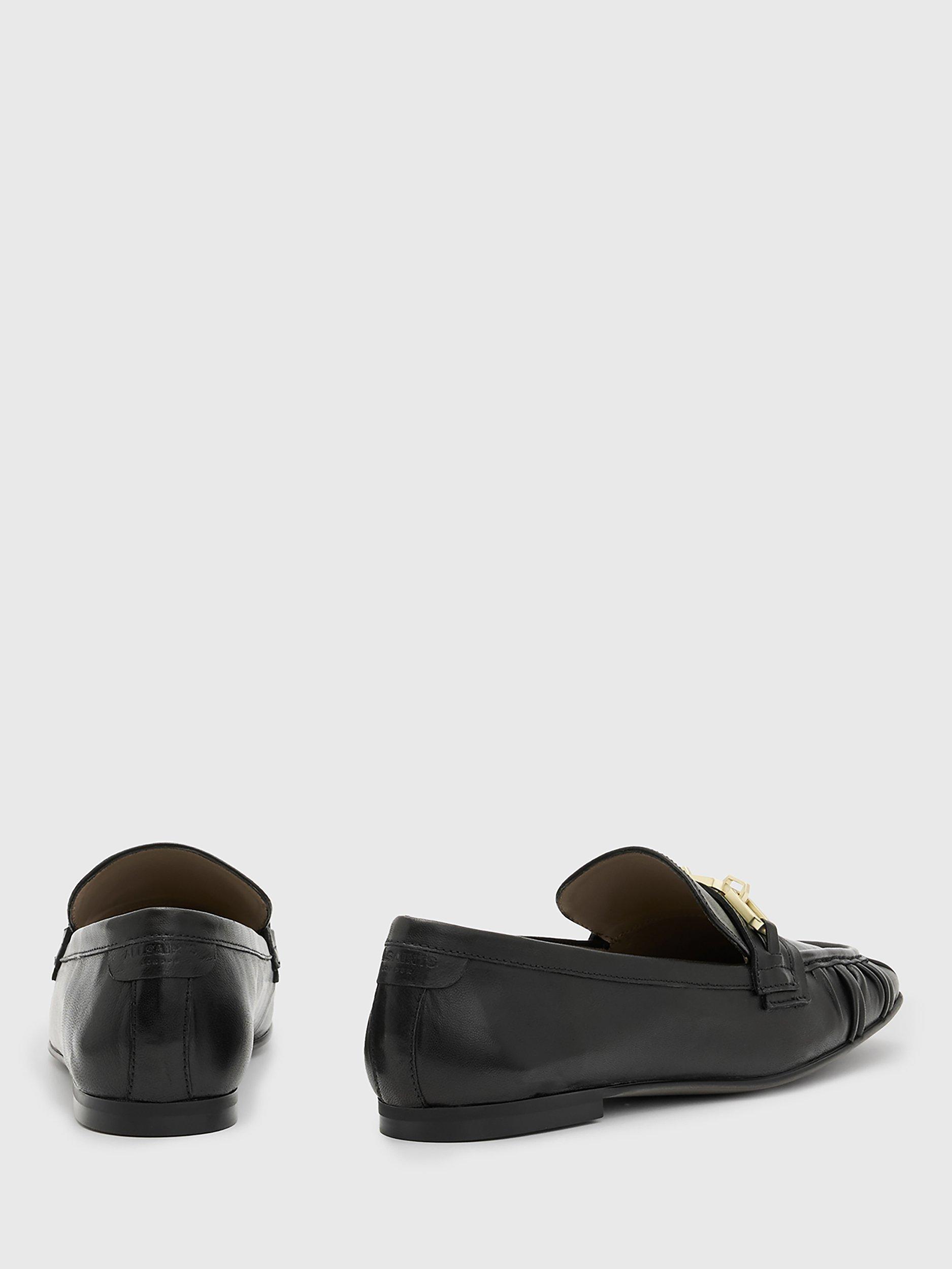 Product image 7 of 7, which shows AllSaints Sapphire Leather Snaffle Detail Loafers, Black, EU35
