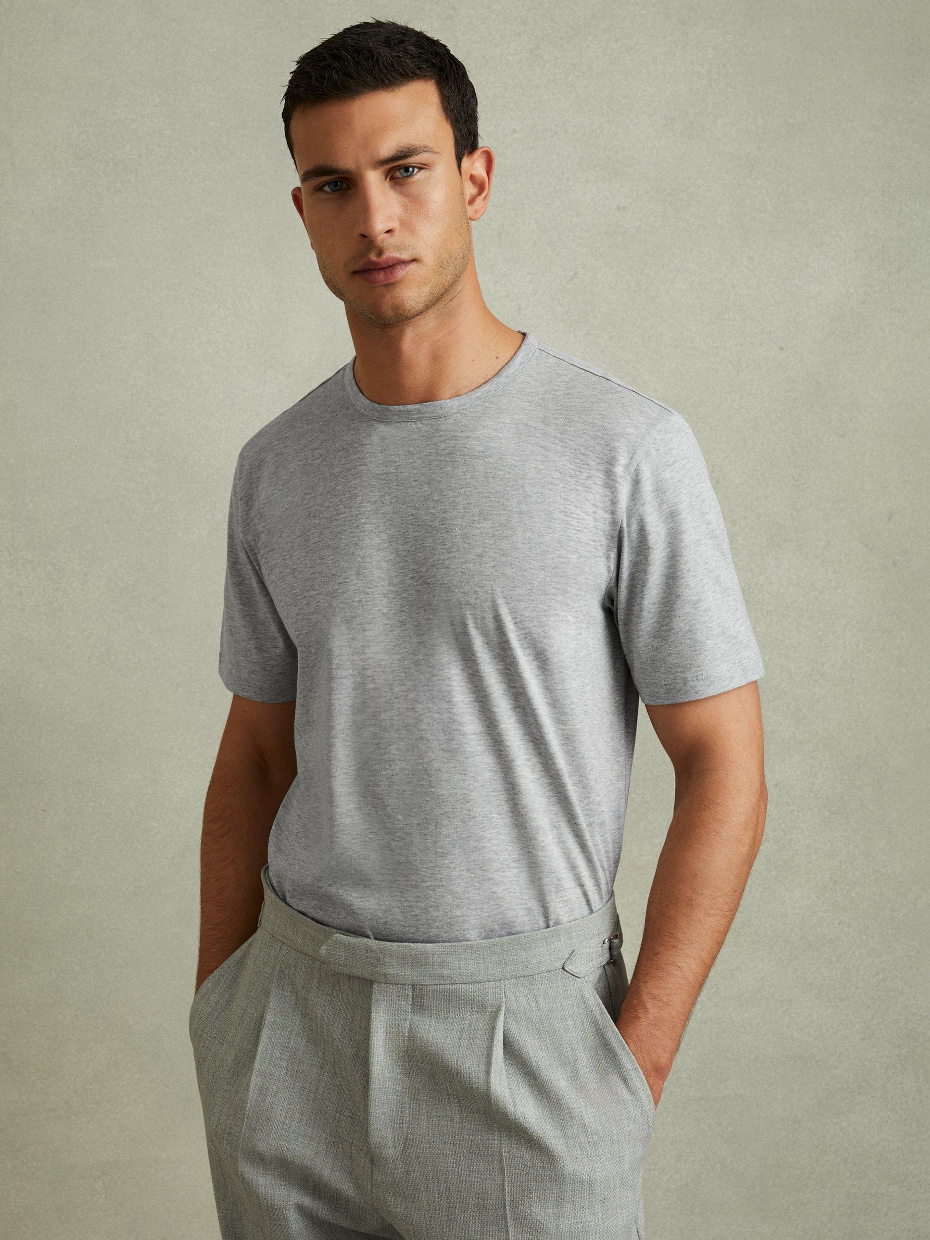 Reiss Caspian Short Sleeve T-Shirt, Grey Melange