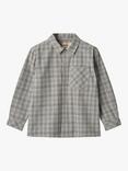 WHEAT Kids' Oscar Cotton Check Shirt, Blue Check