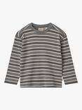 WHEAT Kids' Hans Organic Cotton Stripe T-Shirt, Blue Stripe