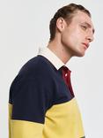 GANT Cotton Blend Colour Block Heavy Rugby Shirt, Evening Blue