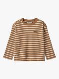 WHEAT Kids' Dallas Stripe Long Sleeve T-Shirt, Caramel Stripe