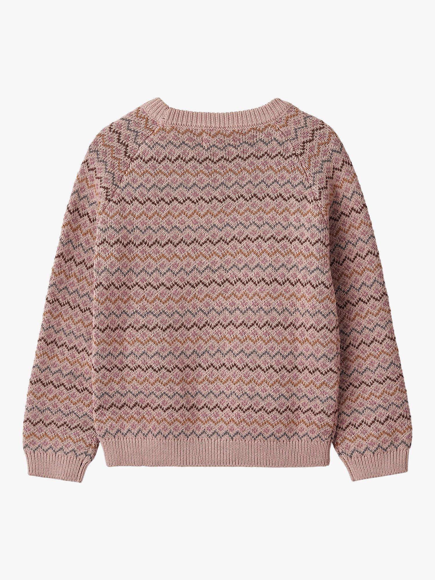 Product image 2 of 3, which shows WHEAT Kids' Nanna Zig Zag Jumper, Dry Rose, 5 years