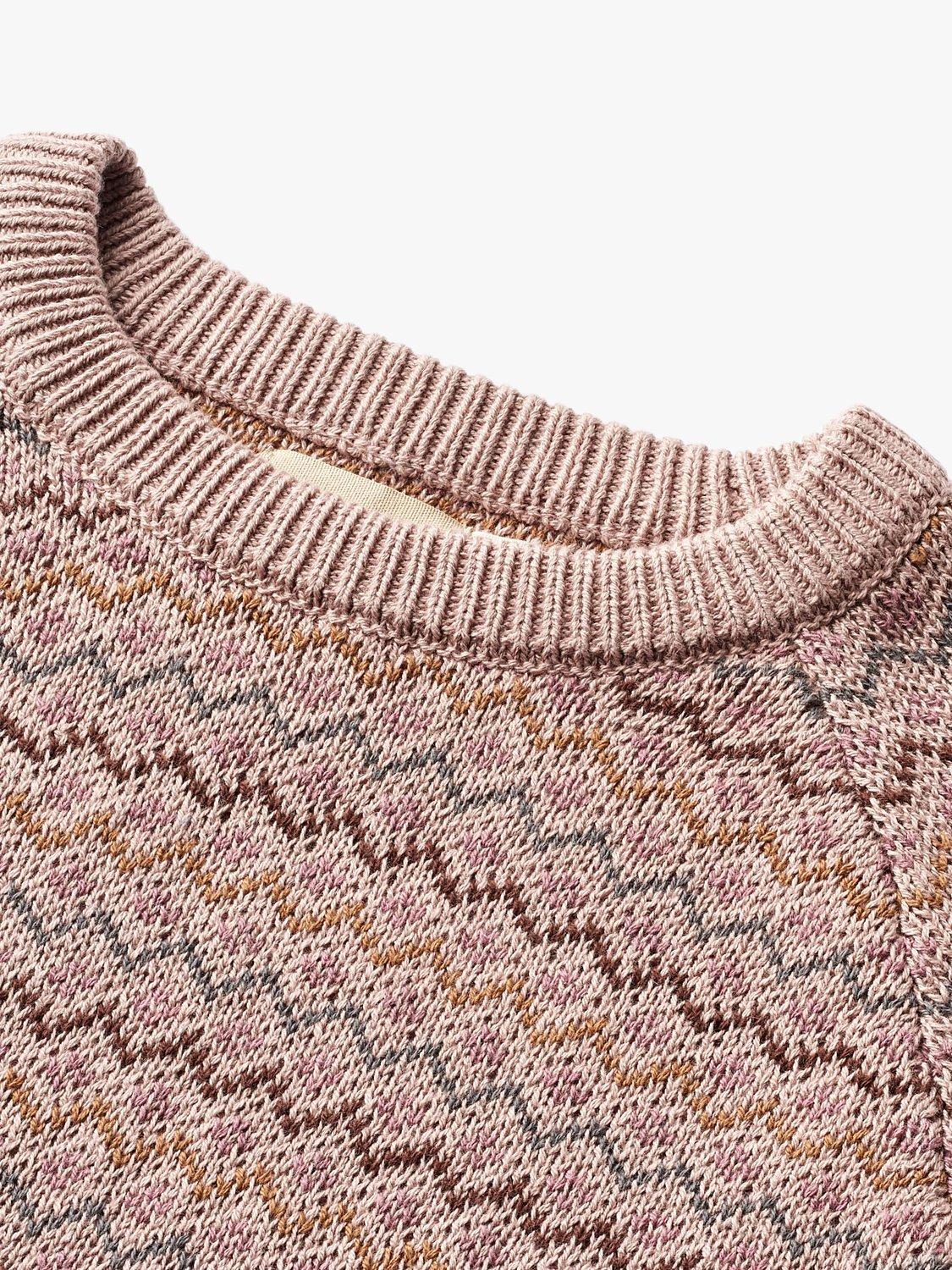 Product image 3 of 3, which shows WHEAT Kids' Nanna Zig Zag Jumper, Dry Rose, 5 years