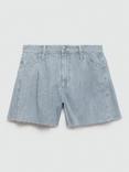 Mango Ibiza Stripe Denim Shorts, Medium Blue