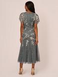 Adrianna Papell Bead Mesh Godet Dress, Pewter/Silver