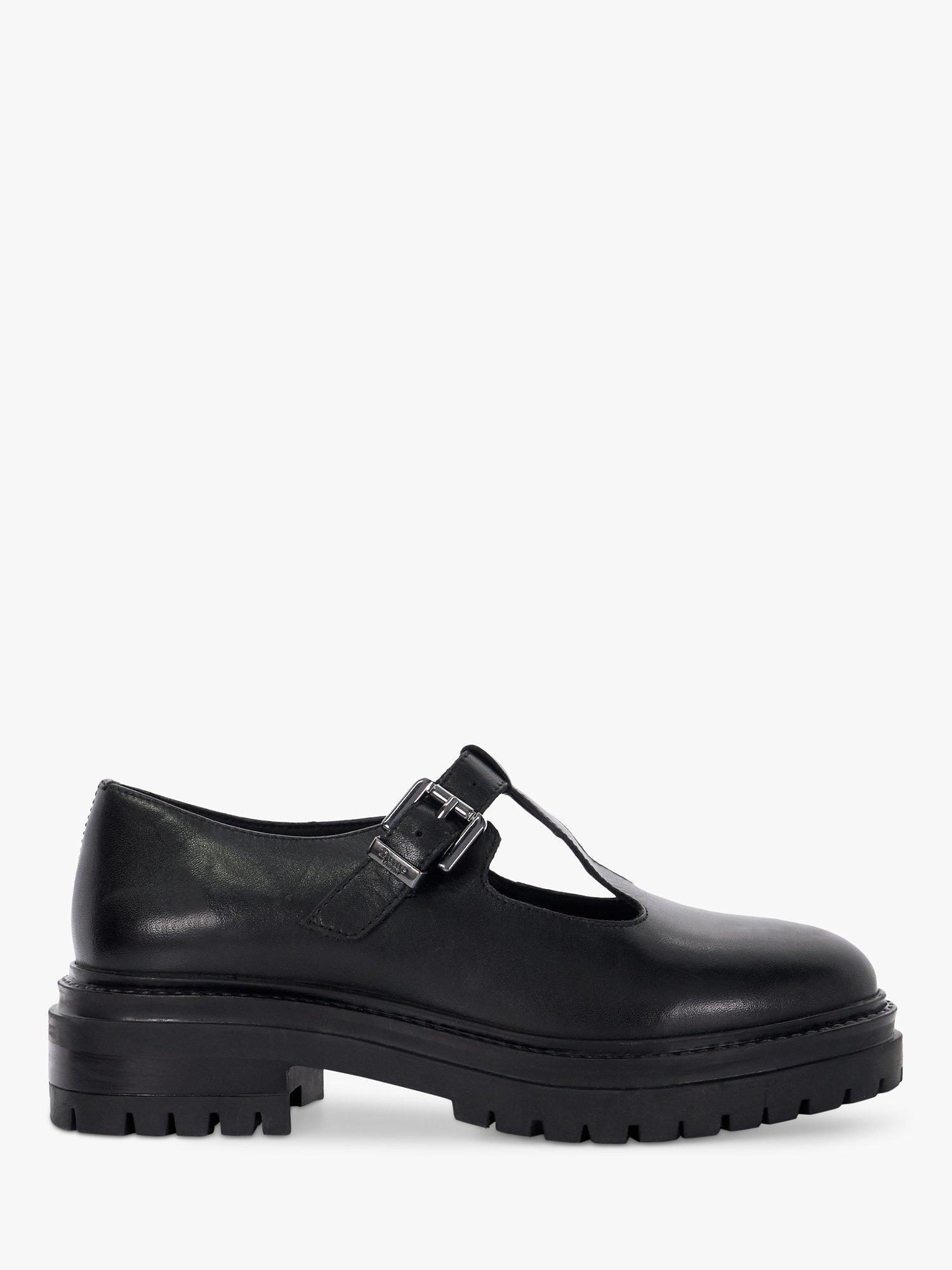 Product image 1 of 6, which shows Dune Henni Leather Chunky Cleated Sole Mary Jane Shoes, Black, EU36