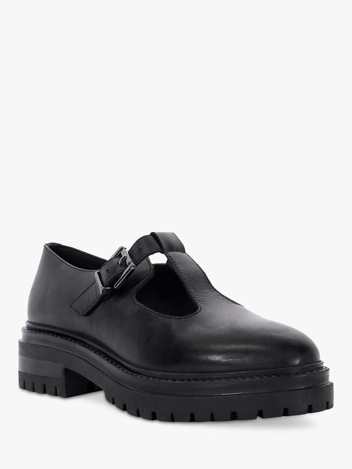 Product image 3 of 6, which shows Dune Henni Leather Chunky Cleated Sole Mary Jane Shoes, Black, EU36