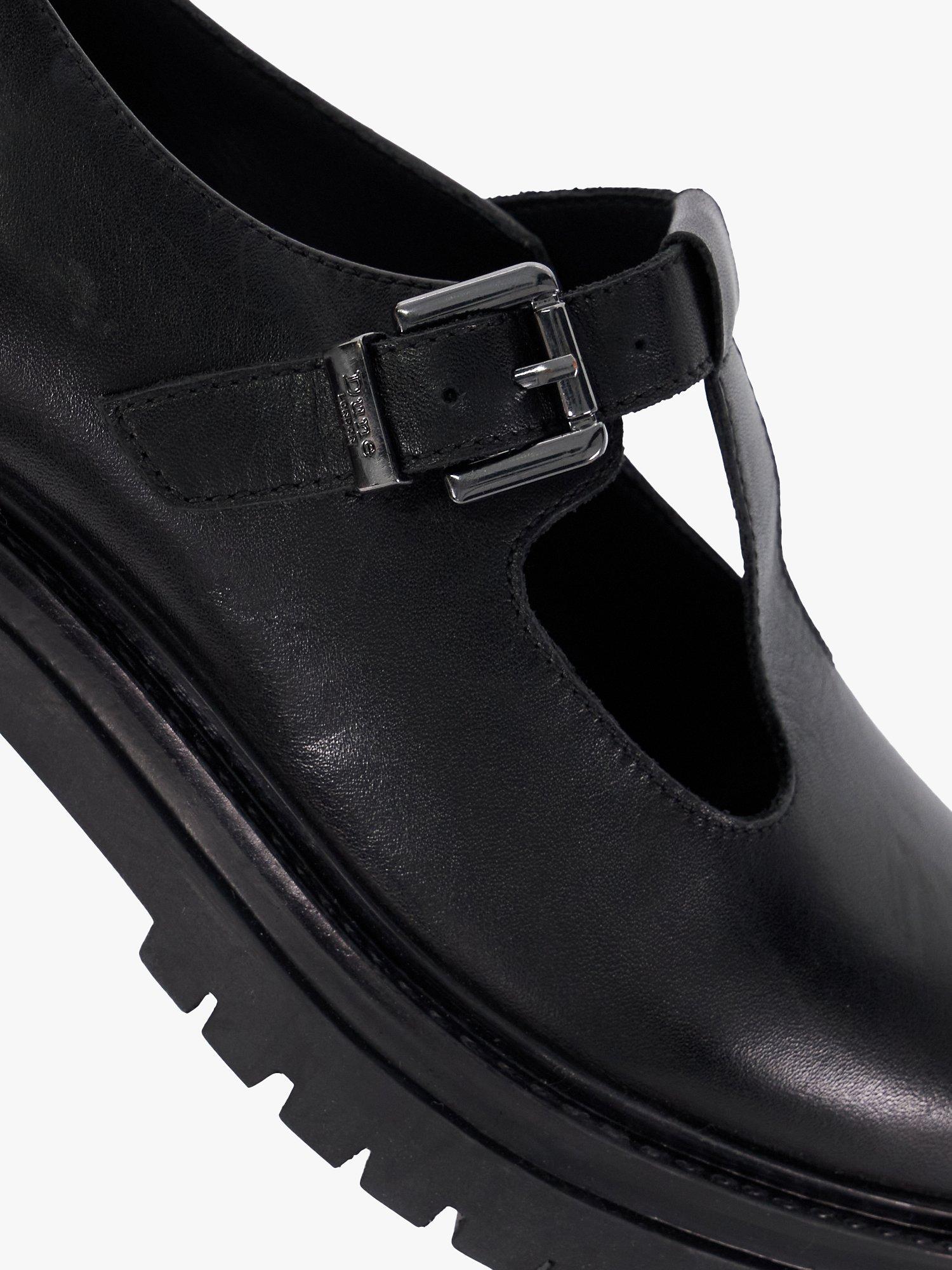 Product image 5 of 6, which shows Dune Henni Leather Chunky Cleated Sole Mary Jane Shoes, Black, EU36