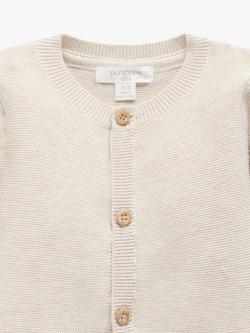 Purebaby Baby Essentials Textured Cardigan, Wheat Melange - view 2, Wheat Melange