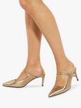 Dune Chronicle Leather Pointed Slip-On Heeled Courts, Bronze