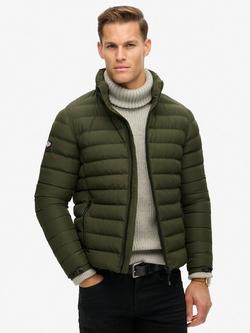Superdry Fuji Print Padded Jacket, Dark Moss Green