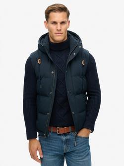 Superdry Everest Hooded Puffer Gilet, Eclipse Navy, Eclipse Navy