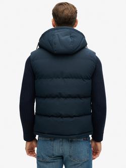 Superdry Everest Hooded Puffer Gilet, Eclipse Navy - view 2, Eclipse Navy