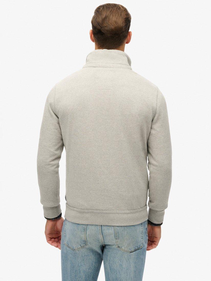 Product image 2 of 5, which shows Superdry Vintage Athletic Henley Sweatshirt, Light Grey Marl, L
