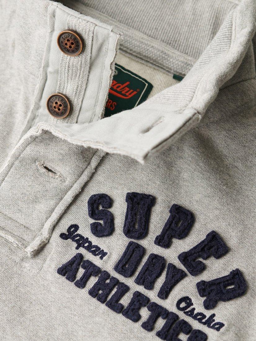 Product image 5 of 5, which shows Superdry Vintage Athletic Henley Sweatshirt, Light Grey Marl, L