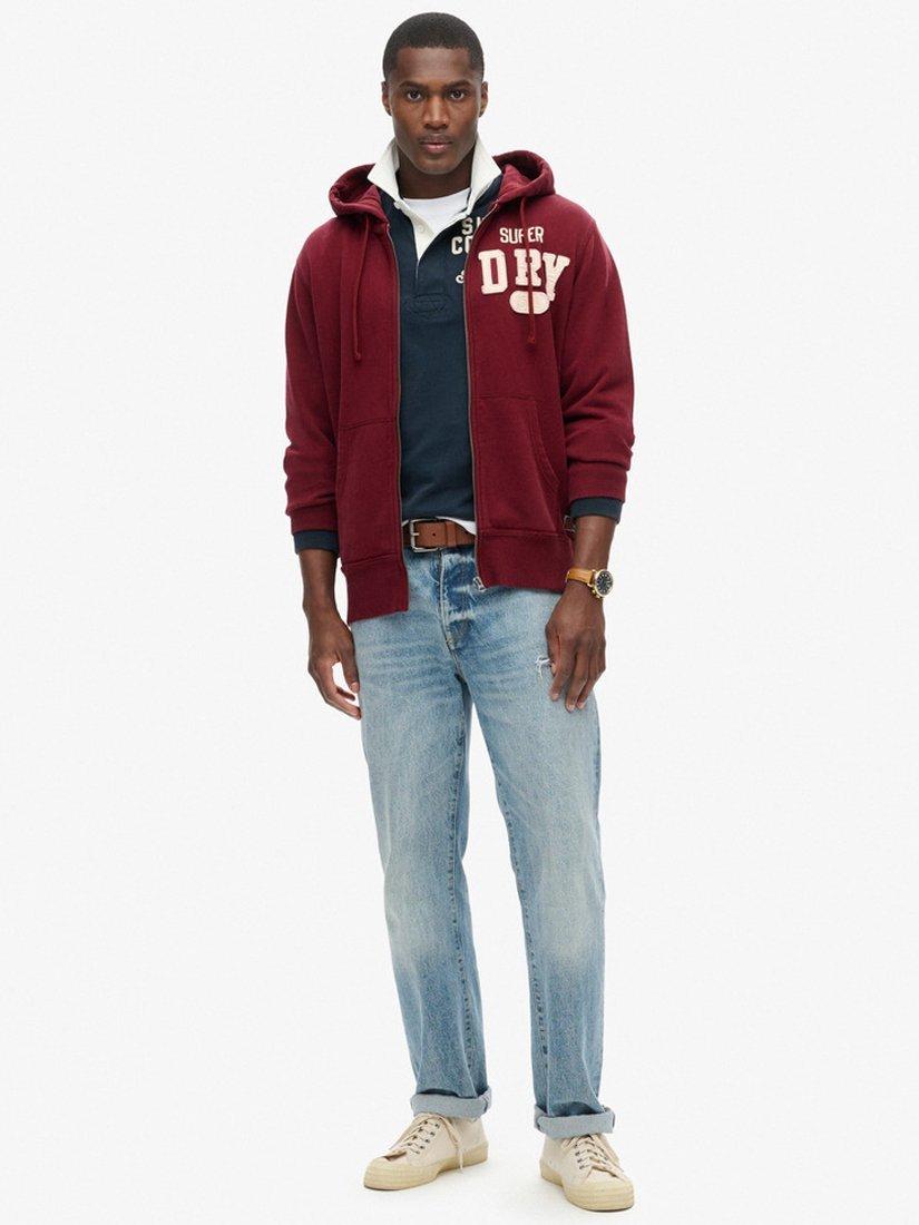 Product image 2 of 6, which shows Superdry Vintage Athletic Zip Hoodie, Rich Burgundy, L