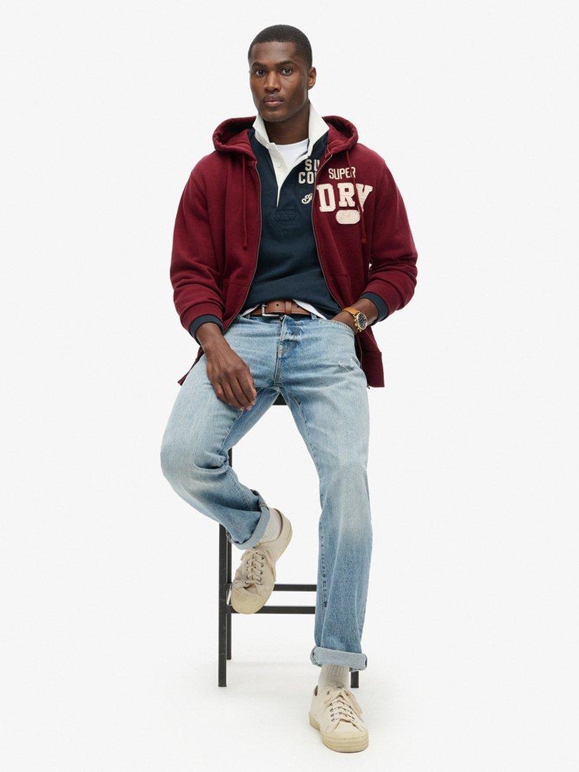 Product image 4 of 6, which shows Superdry Vintage Athletic Zip Hoodie, Rich Burgundy, L