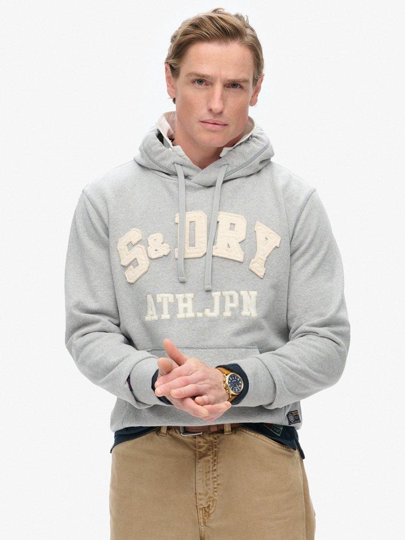 Product image 1 of 5, which shows Superdry Vintage Athletic Hoodie, Light Grey Marl, L