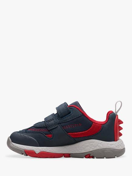 Clarks Kids' Steggy Tail Leather Trainers, Navy - view 2, Navy