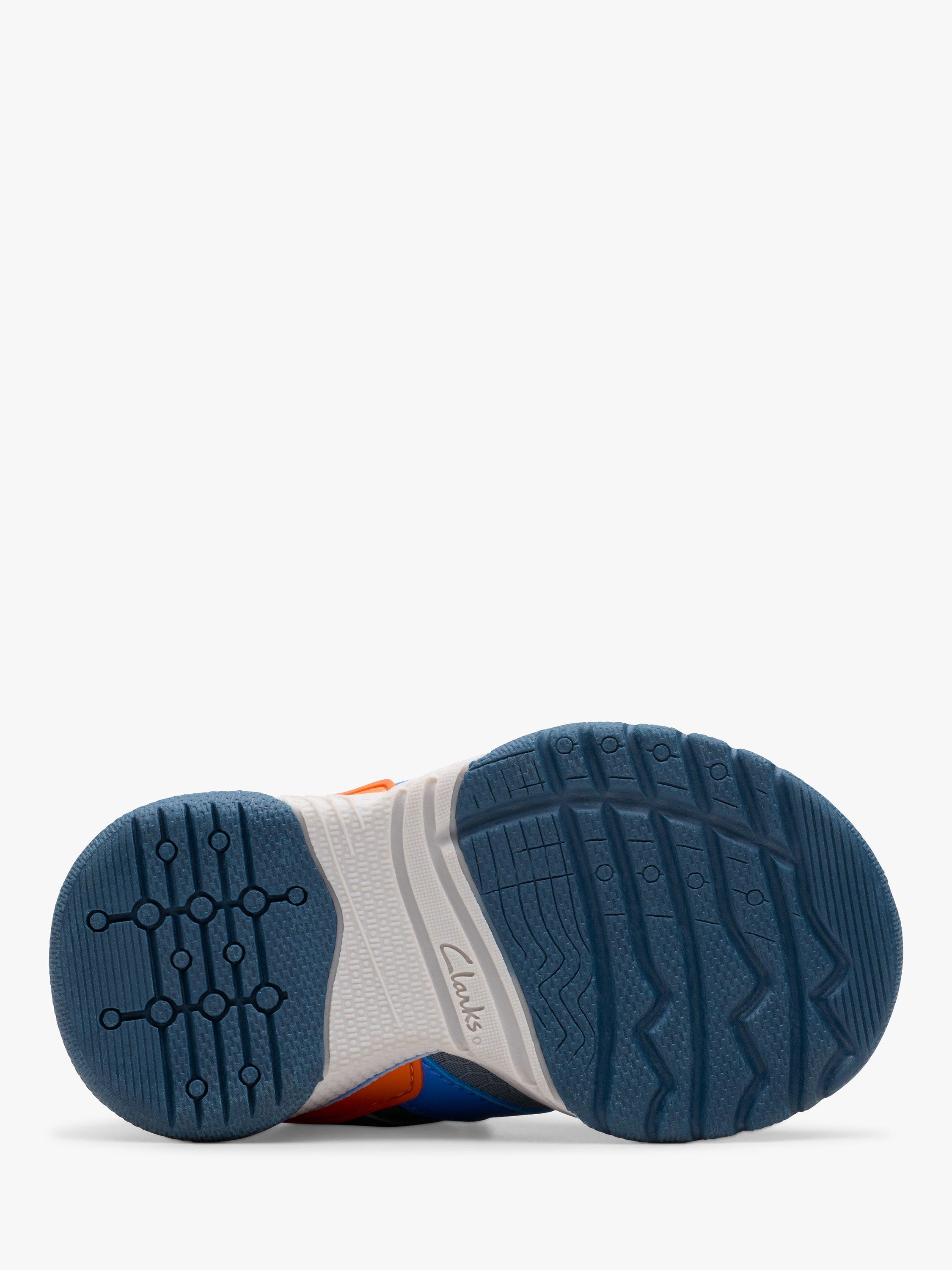 Product image 3 of 7, which shows Clarks Kids' Feather Pace Riptape Trainers, Grey/Multi, 4 F Jnr