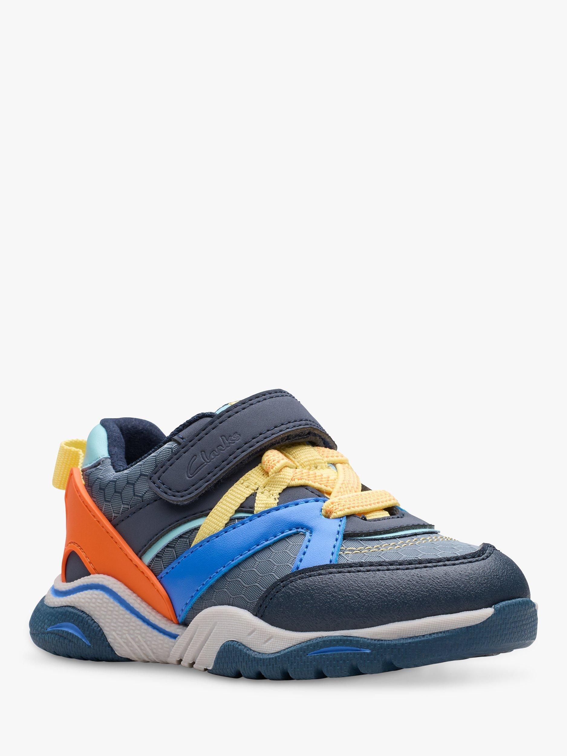 Product image 7 of 7, which shows Clarks Kids' Feather Pace Riptape Trainers, Grey/Multi, 4 F Jnr