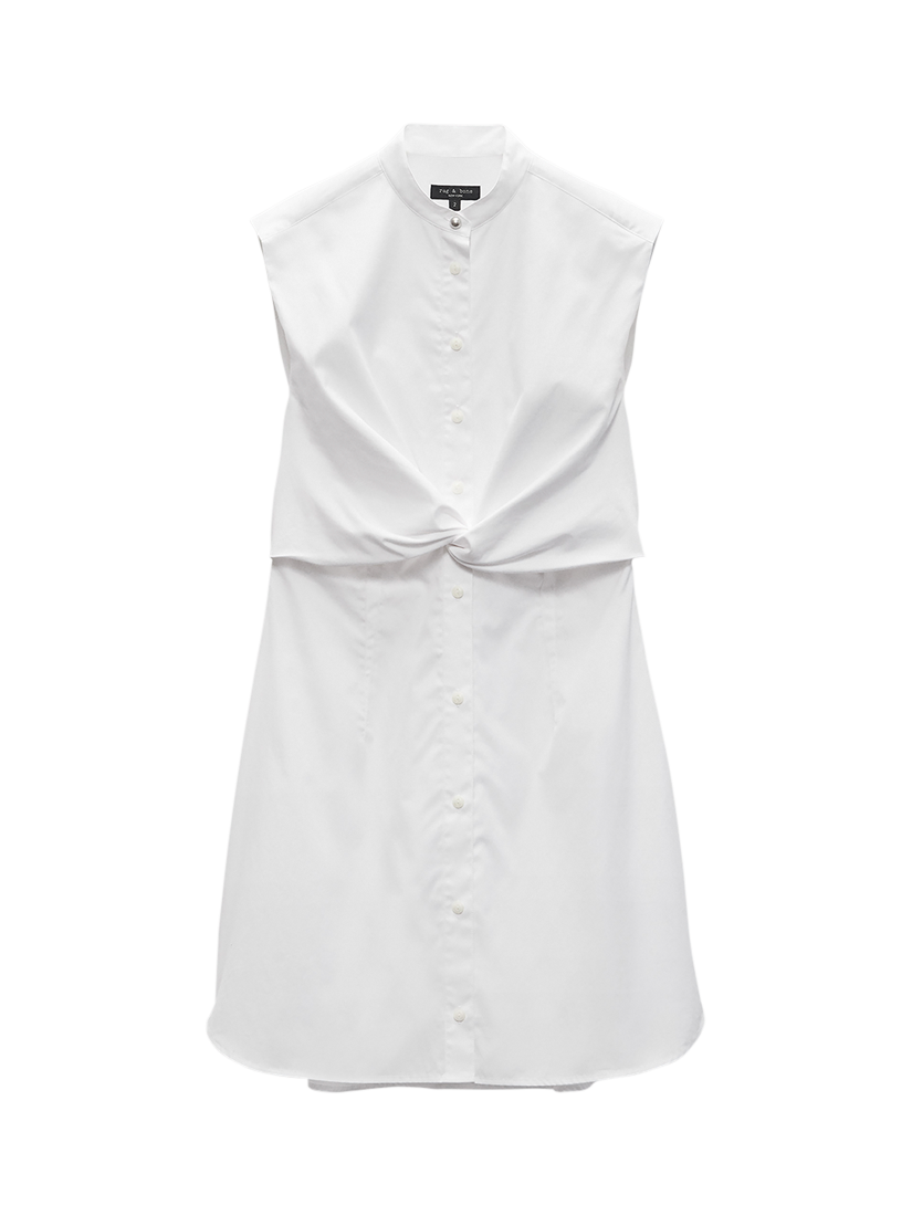 rag bone Louisa Sleeveless Cotton Poplin Shirt Dress White