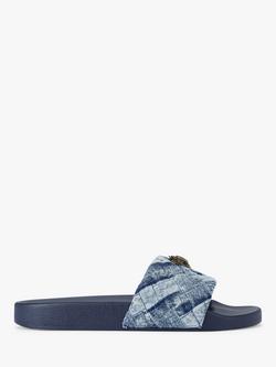 Kurt Geiger London Meena Eagle Sliders, Blue Denim, Blue Denim