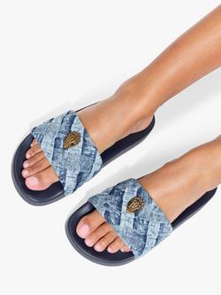 Kurt Geiger London Meena Eagle Sliders, Blue Denim - view 2, Blue Denim