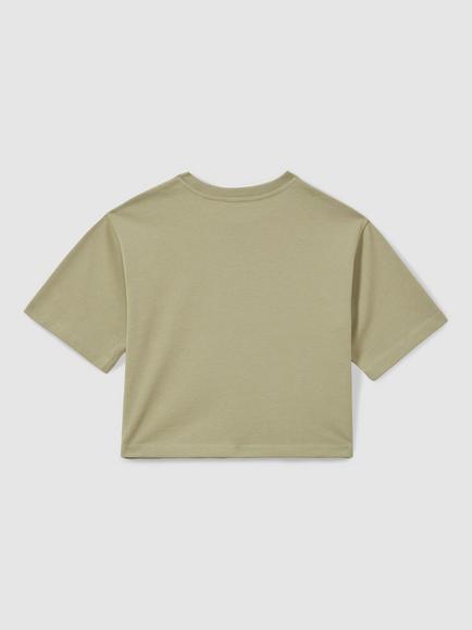 Reiss Kids' Cassy Cropped T-Shirt - view 2, Sage