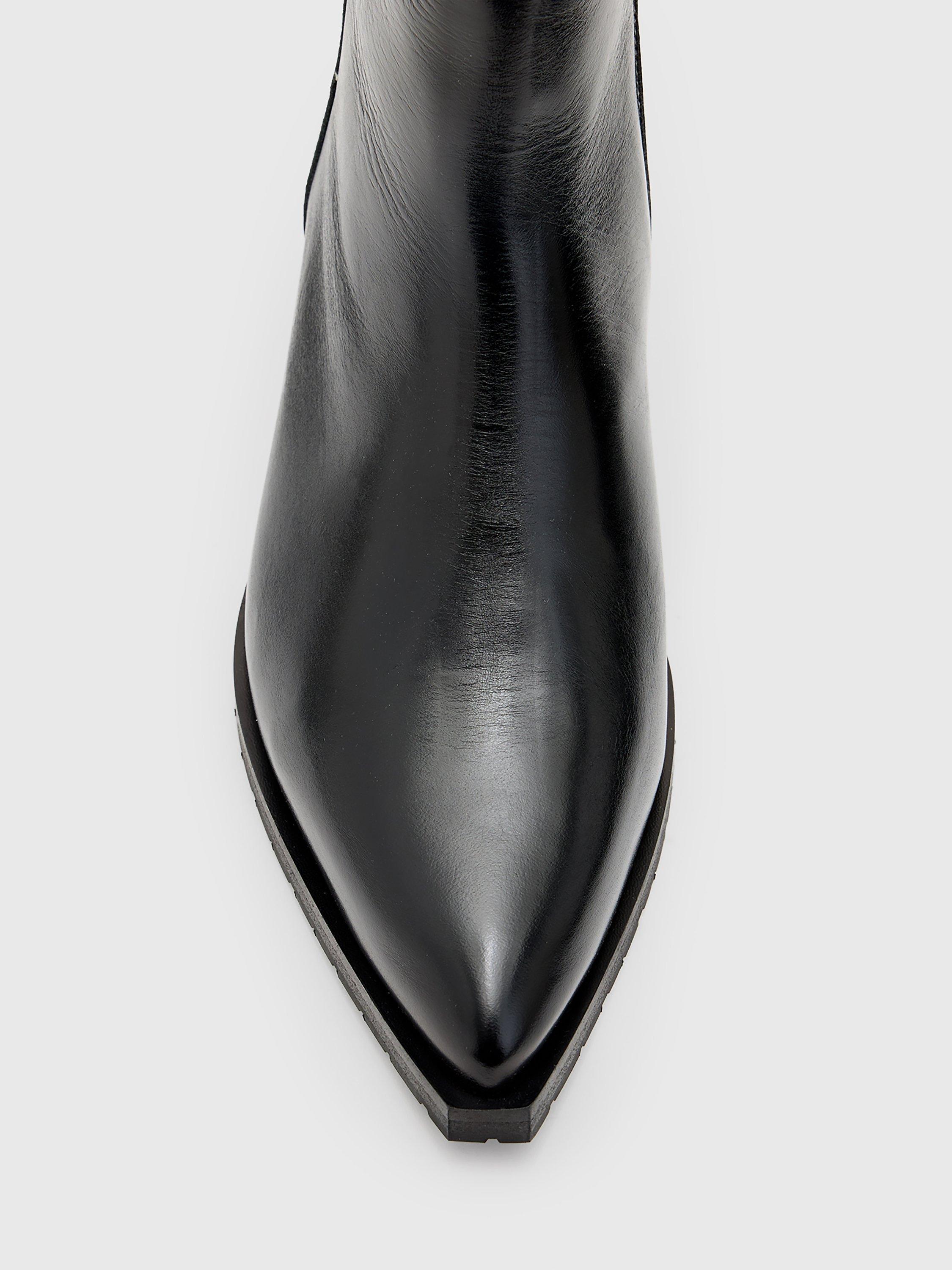 Product image 3 of 7, which shows AllSaints Bazely Leather Pointed Toe Ankle Boots, Black, 2