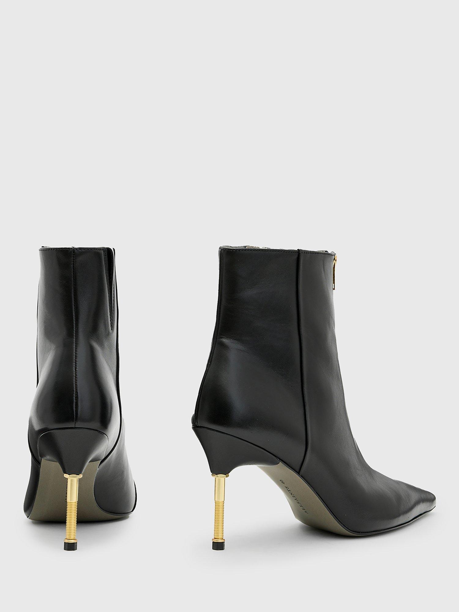 Product image 7 of 7, which shows AllSaints Natasha Leather Stiletto Heel Ankle Boots, Black, 2
