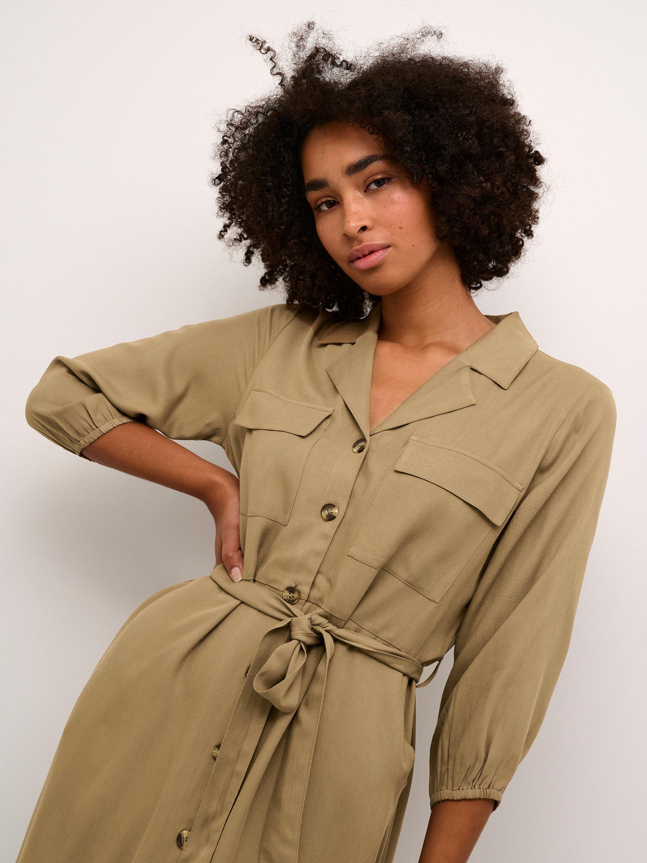 Product image 3 of 6, which shows KAFFE Nanna Cargo Dress, Petrified Oak, 14