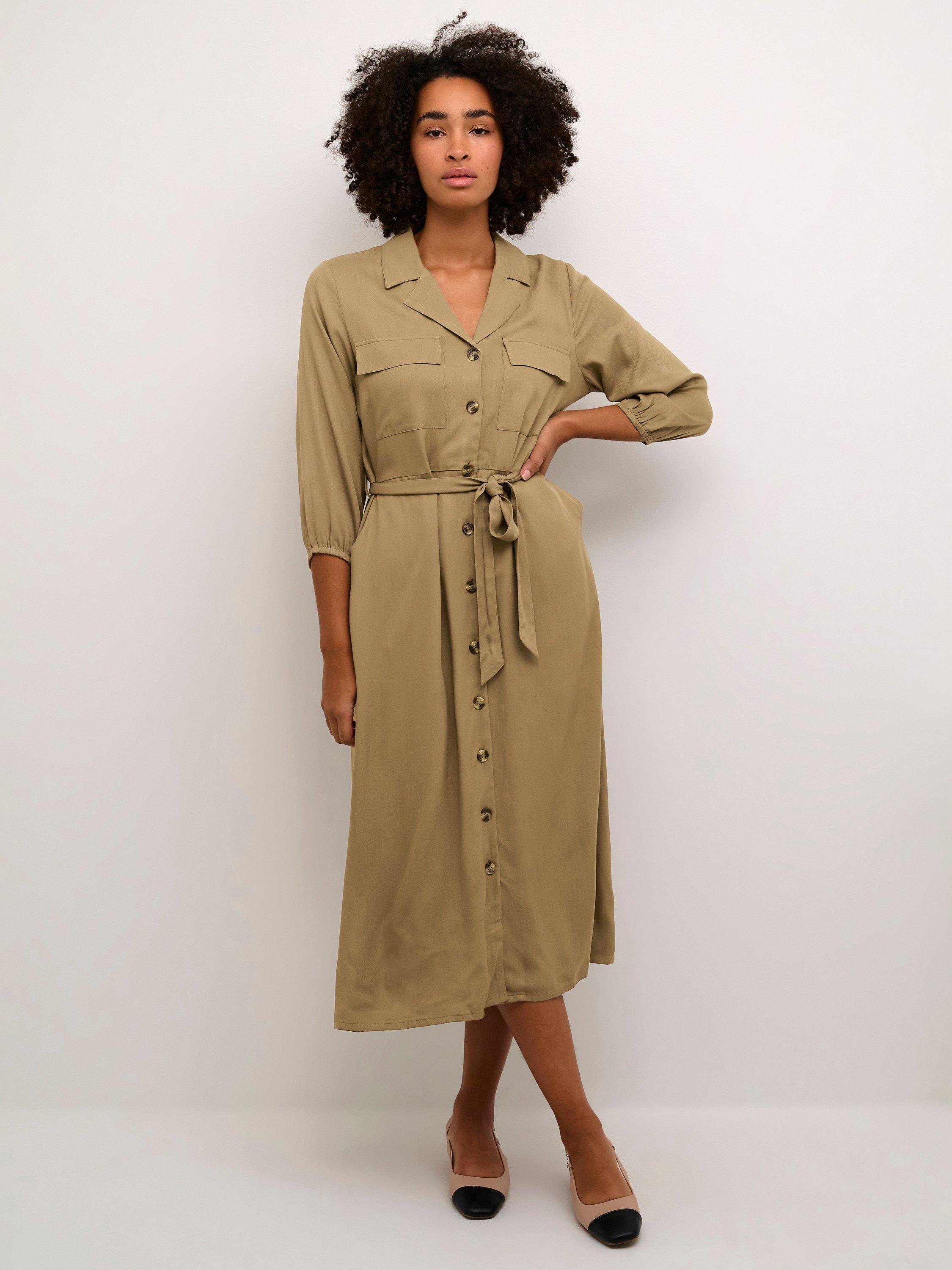 Product image 4 of 6, which shows KAFFE Nanna Cargo Dress, Petrified Oak, 14