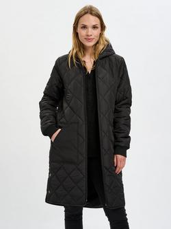KAFFE Tilla Diamond Quilted Coat, Deep Black