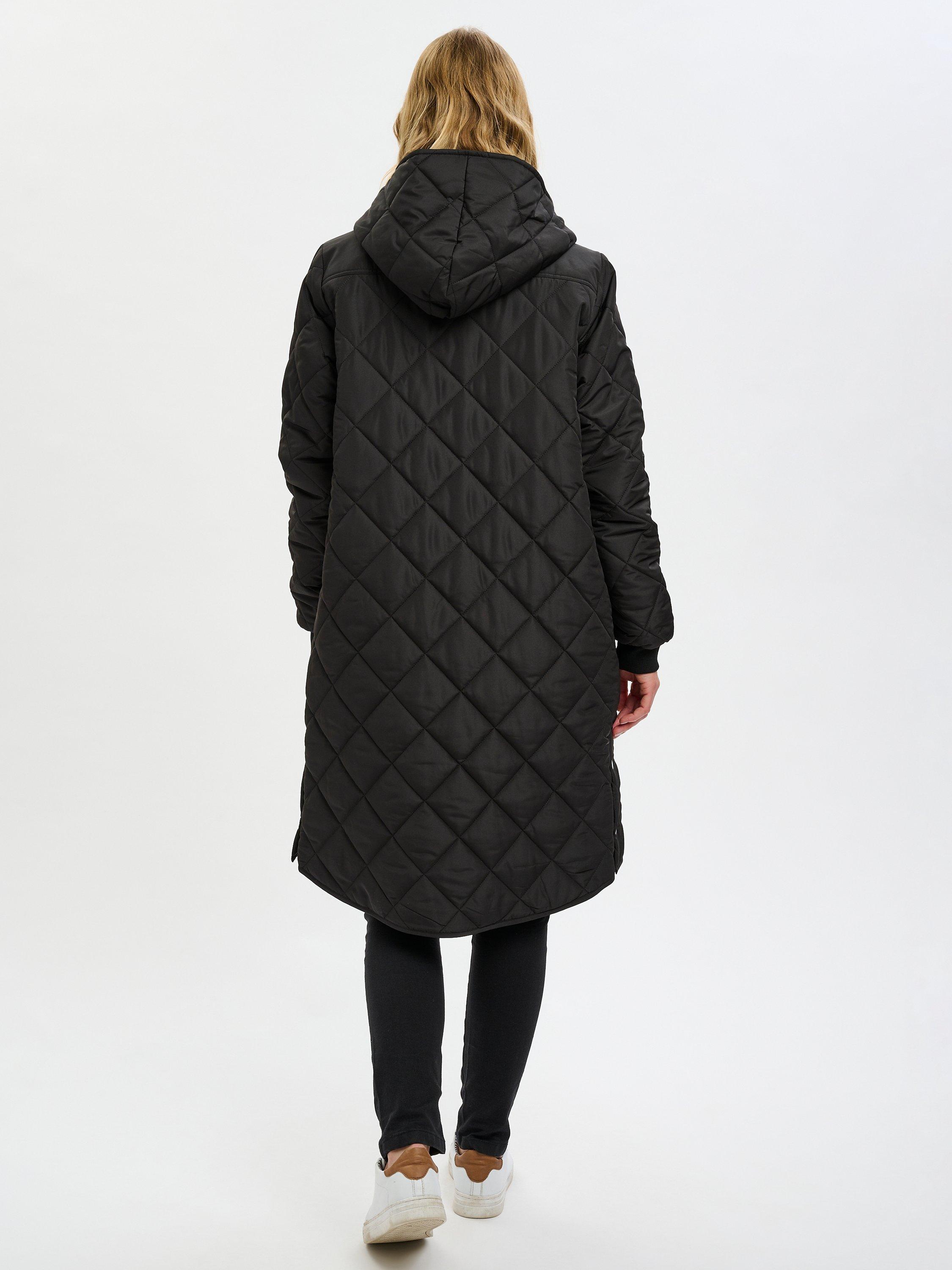 Product image 2 of 4, which shows KAFFE Tilla Diamond Quilted Coat, Deep Black, XS