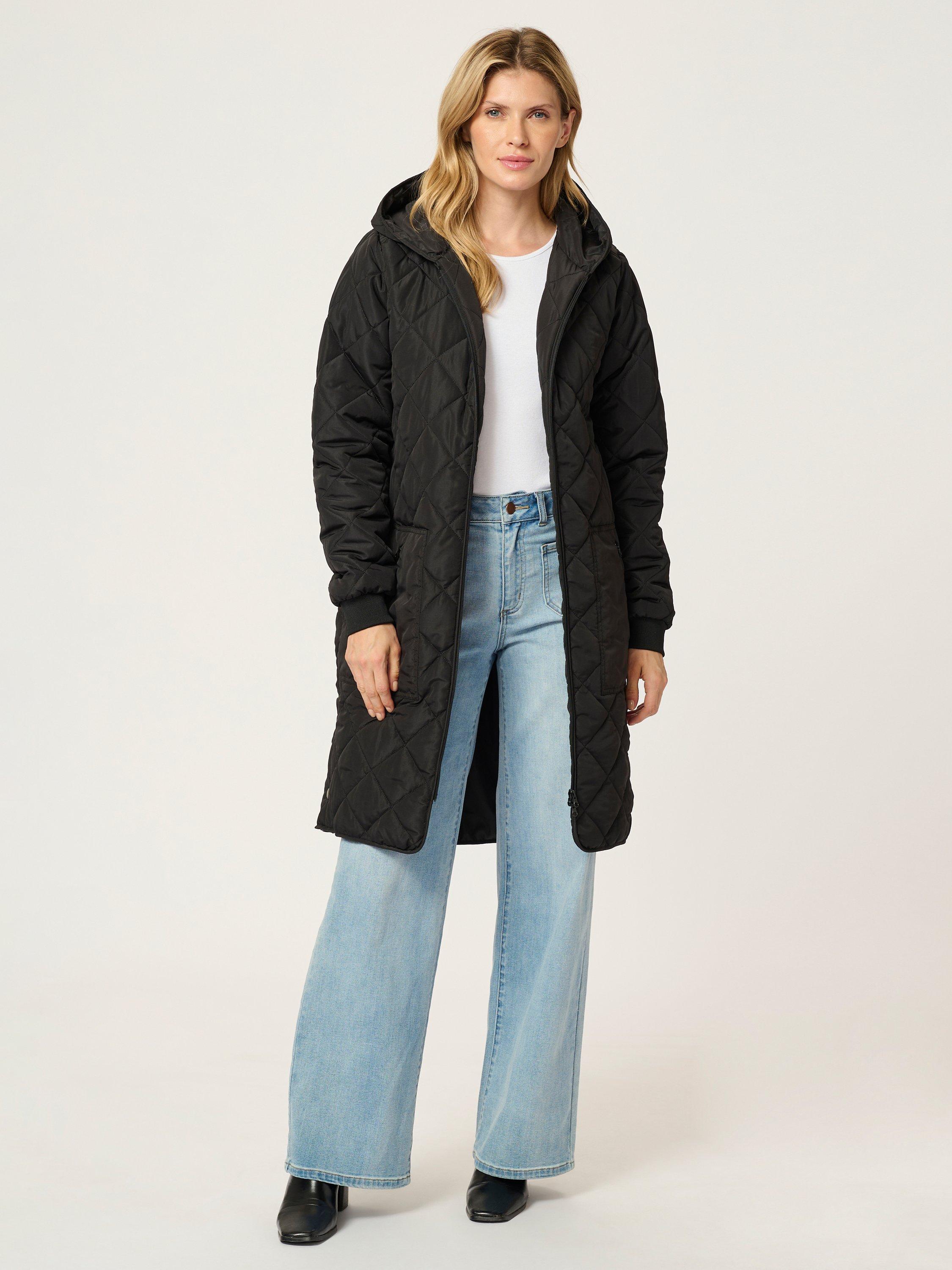 Product image 3 of 4, which shows KAFFE Tilla Diamond Quilted Coat, Deep Black, XS