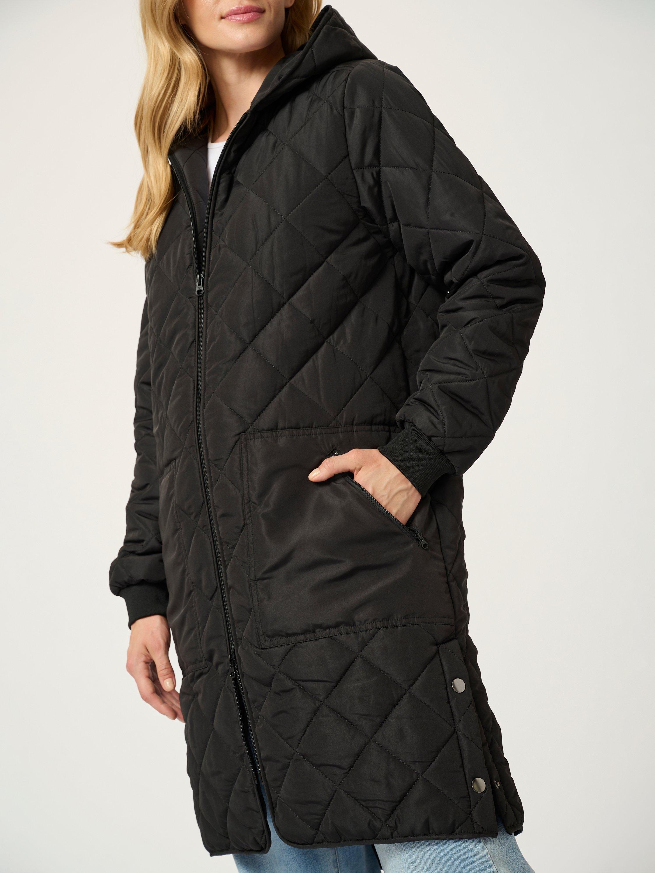 Product image 4 of 4, which shows KAFFE Tilla Diamond Quilted Coat, Deep Black, XS