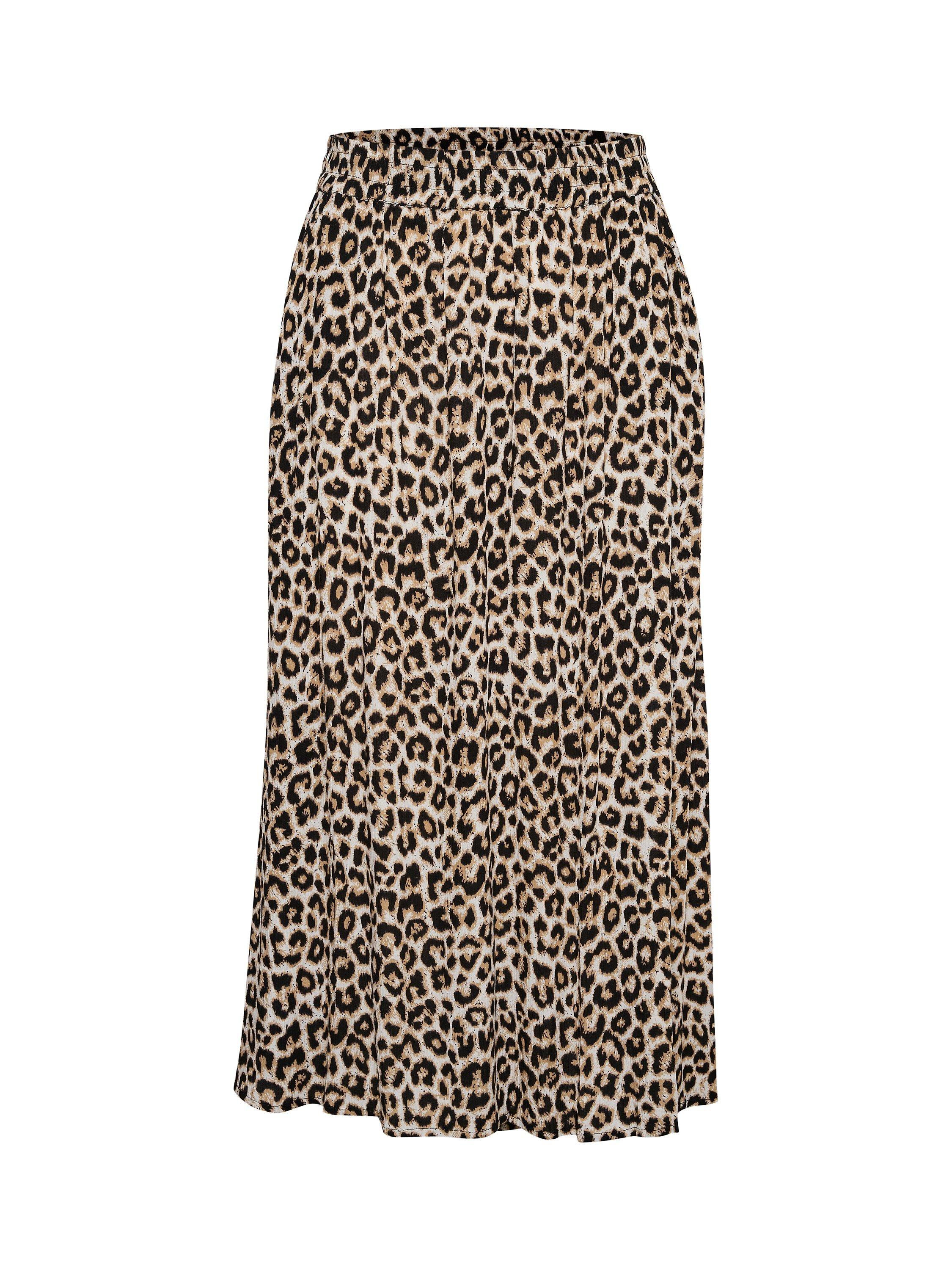 KAFFE Vilia Leopard Print Skirt Chalk Sand Black
