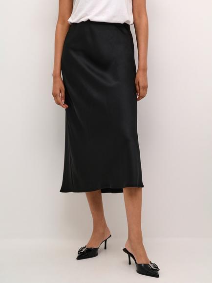 KAFFE Lotte Satin Skirt, Black, Black