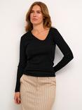 KAFFE Carna Asymmetric V-Neck Top, White