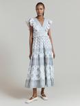 Ghost Lola Cotton Ruffle Maxi Dress, White/Multi