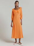 Ghost Poppy Bias Cut Midi Dress, Orange