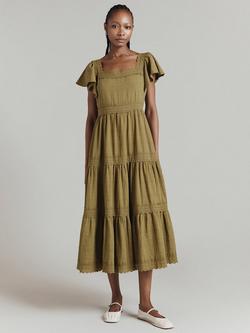 Ghost Renee Tiered Dress, Olive