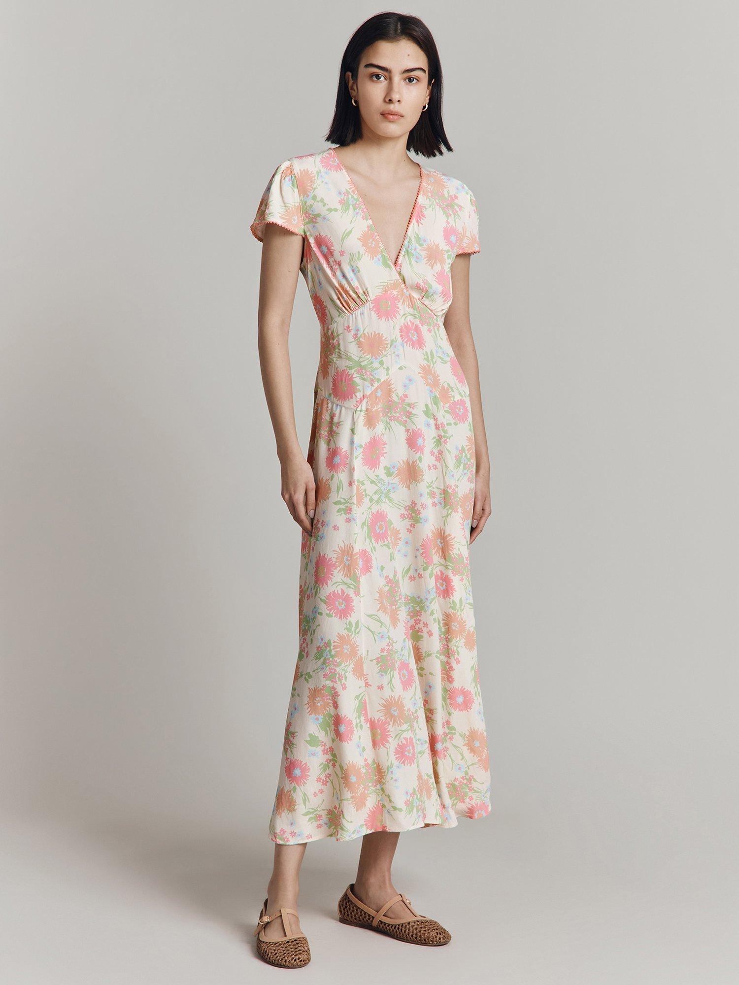 Product image 2 of 4, which shows Ghost Marie Midi Tea Dress, Cream/Multi, M